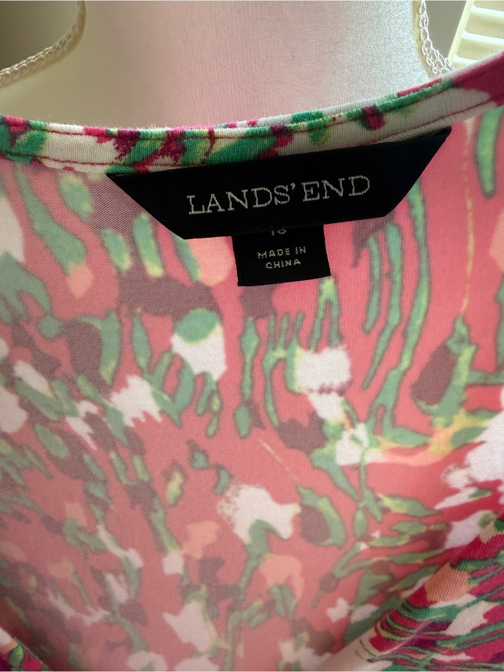 Lands' End Pink & Green Floral Wrap Midi Dress - Picture 3 of 11